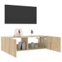 Mueble de TV de pared con luces LED roble Sonoma 100x35x31 cm en Muebles TV | Comprar online en Foru.es