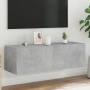 Mueble de TV de pared con luces LED gris hormigón 100x35x31 cm en Muebles TV | Comprar online en Foru.es