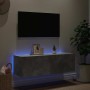 Mueble de TV de pared con luces LED gris hormigón 100x35x31 cm en Muebles TV | Comprar online en Foru.es