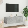 Mueble de TV de pared con luces LED gris hormigón 100x35x31 cm en Muebles TV | Comprar online en Foru.es