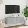Mueble de TV de pared con luces LED gris hormigón 100x35x31 cm en Muebles TV | Comprar online en Foru.es