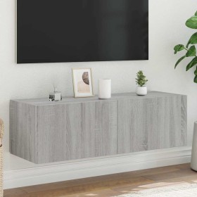 Mueble de TV de pared con luces LED gris Sonoma 100x35x31 cm en Muebles TV | Comprar online en Foru.es
