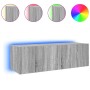Mueble de TV de pared con luces LED gris Sonoma 100x35x31 cm en Muebles TV | Comprar online en Foru.es