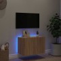 Mueble de TV de pared con luces LED roble Sonoma 60x35x41 cm en Muebles TV | Comprar online en Foru.es