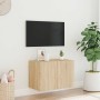 Mueble de TV de pared con luces LED roble Sonoma 60x35x41 cm en Muebles TV | Comprar online en Foru.es