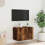 Mueble de TV de pared con luces LED roble ahumado 60x35x41 cm en Muebles TV | Comprar online en Foru.es