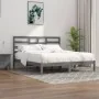 Estructura de cama de madera maciza de pino gris 200x200 cm de vidaXL, Camas y somieres - Ref: Foro24-3105817, Precio: 158,92...