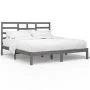 Estructura de cama de madera maciza de pino gris 200x200 cm de vidaXL, Camas y somieres - Ref: Foro24-3105817, Precio: 158,92...