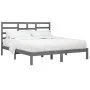 Estructura de cama de madera maciza de pino gris 200x200 cm de vidaXL, Camas y somieres - Ref: Foro24-3105817, Precio: 158,92...