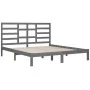 Estructura de cama de madera maciza de pino gris 200x200 cm de vidaXL, Camas y somieres - Ref: Foro24-3105817, Precio: 158,92...