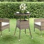 Mesa de jardín vidrio templado y ratán sintético gris Ø60x75 cm de vidaXL, Mesas de jardín - Ref: Foro24-310600, Precio: 62,3...