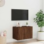 Mueble de TV de pared con luces LED marrón roble 60x35x41 cm en Muebles TV | Comprar online en Foru.es