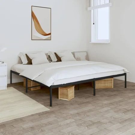 Estructura de cama de metal negro 193x203 cm de vidaXL, Camas y somieres - Ref: Foro24-350852, Precio: 95,09 €, Descuento: %