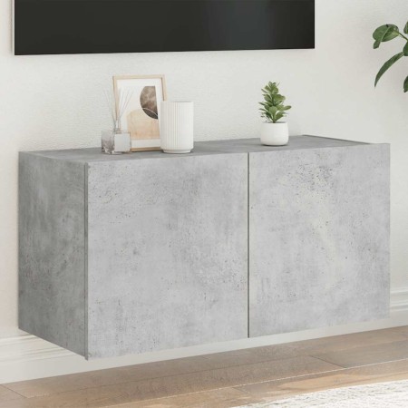 Mueble de TV de pared con luces LED gris hormigón 80x35x41 cm en Muebles TV | Comprar online en Foru.es