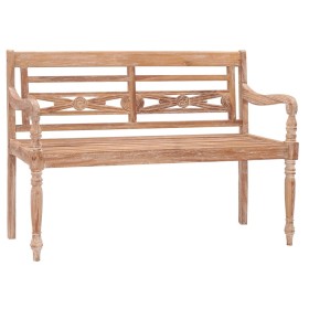 Banco Batavia madera de teca maciza blanco lavado 120 cm de vidaXL, Bancos de jardín - Ref: Foro24-316035, Precio: 225,93 €, ...