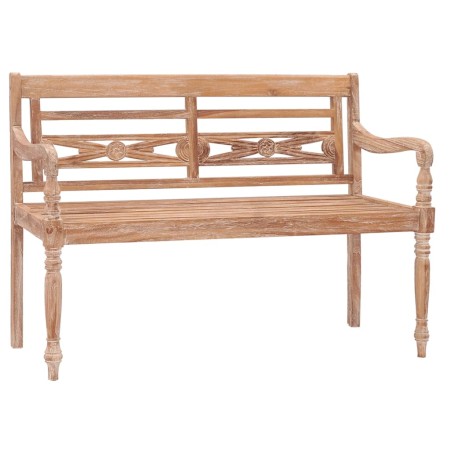 Banco Batavia madera de teca maciza blanco lavado 120 cm de vidaXL, Bancos de jardín - Ref: Foro24-316035, Precio: 225,93 €, ...
