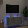 Mueble de TV de pared con luces LED gris hormigón 80x35x41 cm en Muebles TV | Comprar online en Foru.es