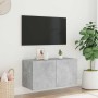 Mueble de TV de pared con luces LED gris hormigón 80x35x41 cm en Muebles TV | Comprar online en Foru.es