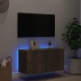 Mueble de TV de pared con luces LED roble ahumado 80x35x41 cm en Muebles TV | Comprar online en Foru.es