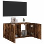 Mueble de TV de pared con luces LED roble ahumado 80x35x41 cm en Muebles TV | Comprar online en Foru.es