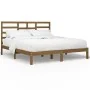 Estructura de cama madera maciza de pino marrón miel 200x200 cm de vidaXL, Camas y somieres - Ref: Foro24-3105818, Precio: 15...
