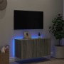 Mueble de TV de pared con luces LED gris Sonoma 80x35x41 cm en Muebles TV | Comprar online en Foru.es