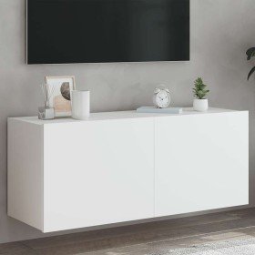 Mueble de TV de pared con luces LED blanco 100x35x41 cm en Muebles TV | Comprar online en Foru.es