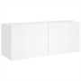 Mueble de TV de pared con luces LED blanco 100x35x41 cm en Muebles TV | Comprar online en Foru.es