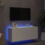 Mueble de TV de pared con luces LED blanco 100x35x41 cm en Muebles TV | Comprar online en Foru.es