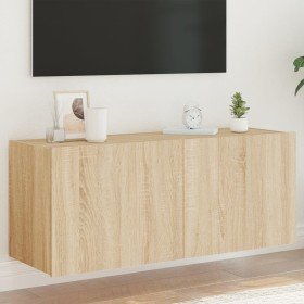 Mueble de TV de pared con luces LED roble Sonoma 100x35x41 cm en Muebles TV | Comprar online en Foru.es
