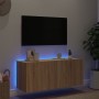 Mueble de TV de pared con luces LED roble Sonoma 100x35x41 cm en Muebles TV | Comprar online en Foru.es