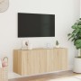 Mueble de TV de pared con luces LED roble Sonoma 100x35x41 cm en Muebles TV | Comprar online en Foru.es