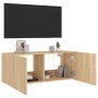 Mueble de TV de pared con luces LED roble Sonoma 100x35x41 cm en Muebles TV | Comprar online en Foru.es