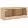 Mueble de TV de pared con luces LED roble Sonoma 100x35x41 cm en Muebles TV | Comprar online en Foru.es