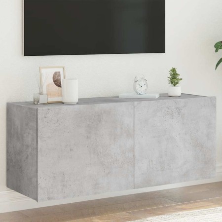 Mueble de TV de pared con luces LED gris hormigón 100x35x41 cm en Muebles TV | Comprar online en Foru.es