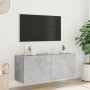 Mueble de TV de pared con luces LED gris hormigón 100x35x41 cm en Muebles TV | Comprar online en Foru.es