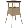 Mesa de jardín vidrio templado ratán sintético beige Ø60x75 cm de vidaXL, Mesas de jardín - Ref: Foro24-310601, Precio: 62,56...