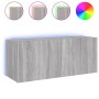 Mueble de TV de pared con luces LED gris Sonoma 100x35x41 cm en Muebles TV | Comprar online en Foru.es