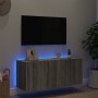 Mueble de TV de pared con luces LED gris Sonoma 100x35x41 cm en Muebles TV | Comprar online en Foru.es