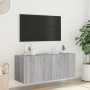 Mueble de TV de pared con luces LED gris Sonoma 100x35x41 cm en Muebles TV | Comprar online en Foru.es