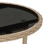 Mesa de jardín vidrio templado ratán sintético beige Ø60x75 cm de vidaXL, Mesas de jardín - Ref: Foro24-310601, Precio: 62,56...