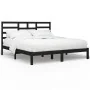 Estructura de cama de madera maciza de pino negra 200x200 cm de vidaXL, Camas y somieres - Ref: Foro24-3105819, Precio: 159,0...