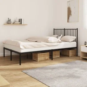 Estructura de cama con cabecero metal negro 120x190 cm de vidaXL, Camas y somieres - Ref: Foro24-350861, Precio: 107,52 €, De...