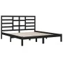 Estructura de cama de madera maciza de pino negra 200x200 cm de vidaXL, Camas y somieres - Ref: Foro24-3105819, Precio: 159,0...