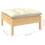 Gartenmöbel 3-teilig aus massivem Kiefernholz mit cremefarbenen Kissen von vidaXL, Modulare Sofas für den Außenbereich - Ref:...