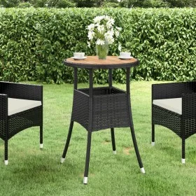 Garden table acacia wood and black synthetic rattan Ø60x75 cm by vidaXL, Garden tables - Ref: Foro24-310602, Price: 44,49 €, ...