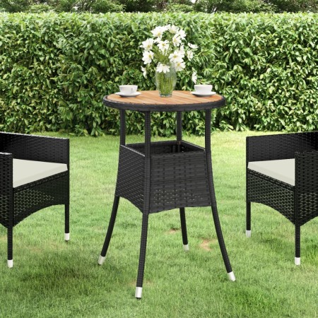 Mesa de jardín madera acacia y ratán sintético negro Ø60x75 cm de vidaXL, Mesas de jardín - Ref: Foro24-310602, Precio: 60,61...