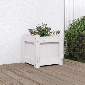 Jardinera de madera maciza de pino blanca 31x31x31 cm en Macetas y jardineras | Comprar online en Foru.es