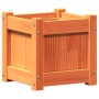 Jardinera exterior madera maciza pino marrón cera 31x31x31 cm en Macetas y jardineras | Comprar online en Foru.es