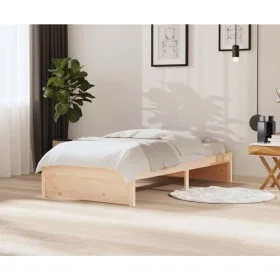 White solid wood bed frame 100x200 cm by vidaXL, Beds and slatted bases - Ref: Foro24-814940, Price: 141,56 €, Discount: %